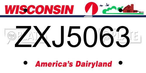 ZXJ5063 Wisconsin License Plate