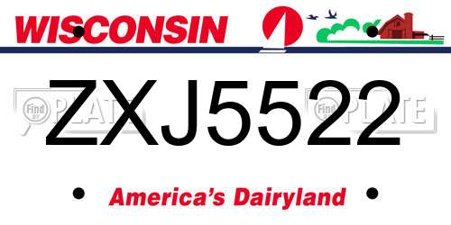 ZXJ5522 Wisconsin License Plate