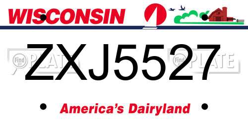 ZXJ5527 Wisconsin License Plate