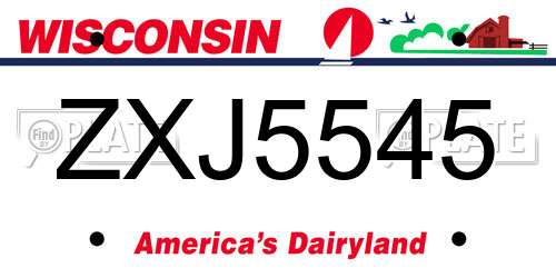 ZXJ5545 Wisconsin License Plate