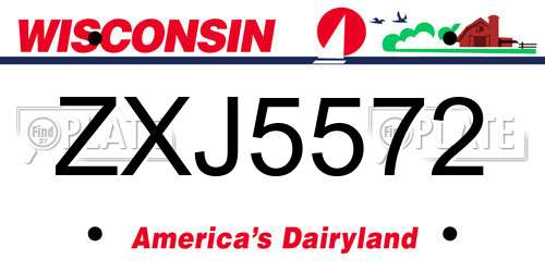 ZXJ5572 Wisconsin License Plate