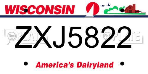 ZXJ5822 Wisconsin License Plate