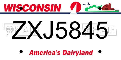 ZXJ5845 Wisconsin License Plate