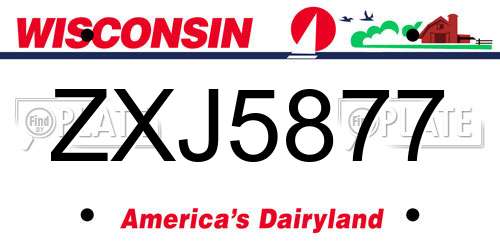 ZXJ5877 Wisconsin License Plate