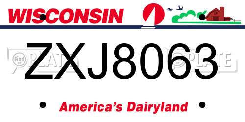 ZXJ8063 Wisconsin License Plate