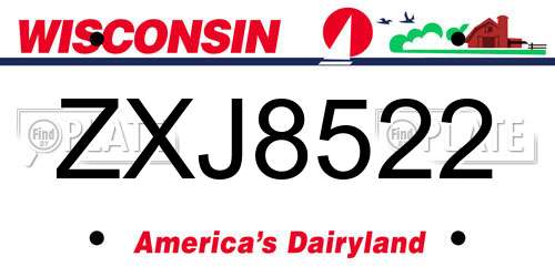 ZXJ8522 Wisconsin License Plate