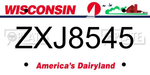 ZXJ8545 Wisconsin License Plate