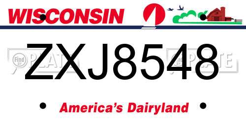 ZXJ8548 Wisconsin License Plate