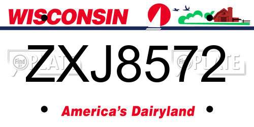 ZXJ8572 Wisconsin License Plate