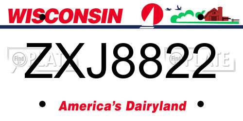 ZXJ8822 Wisconsin License Plate