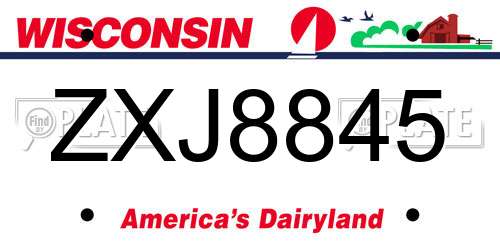 ZXJ8845 Wisconsin License Plate