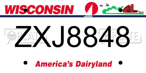 ZXJ8848 Wisconsin License Plate