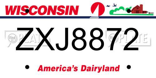 ZXJ8872 Wisconsin License Plate