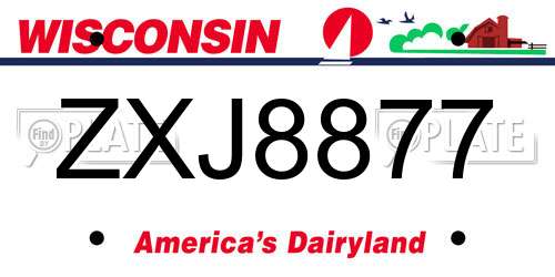 ZXJ8877 Wisconsin License Plate