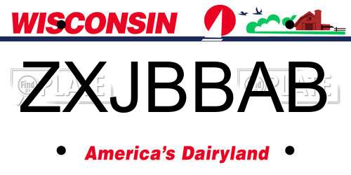 ZXJBBAB Wisconsin License Plate
