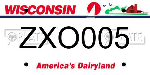 ZXO005 Wisconsin License Plate