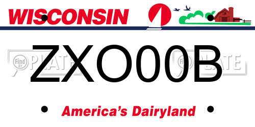 ZXO00B Wisconsin License Plate