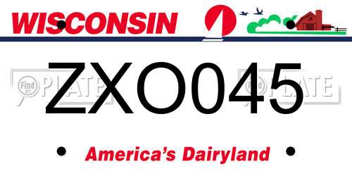 ZXO045 Wisconsin License Plate