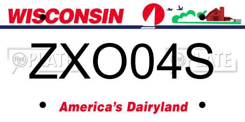 ZXO04S Wisconsin License Plate