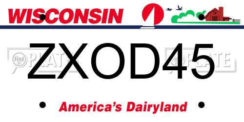 ZXOD45 Wisconsin License Plate