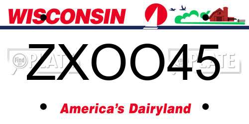 ZXOO45 Wisconsin License Plate