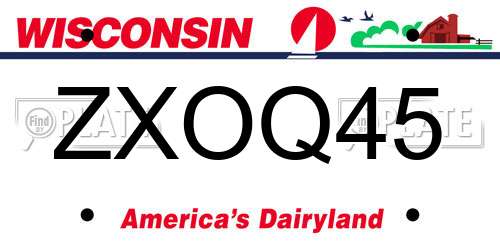 ZXOQ45 Wisconsin License Plate