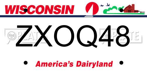 ZXOQ48 Wisconsin License Plate