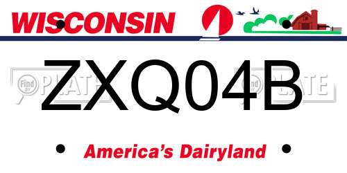ZXQ04B Wisconsin License Plate
