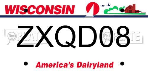 ZXQD08 Wisconsin License Plate