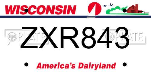 ZXR843 Wisconsin License Plate