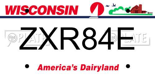 ZXR84E Wisconsin License Plate