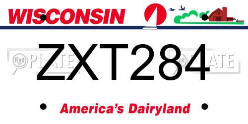 ZXT284 Wisconsin License Plate