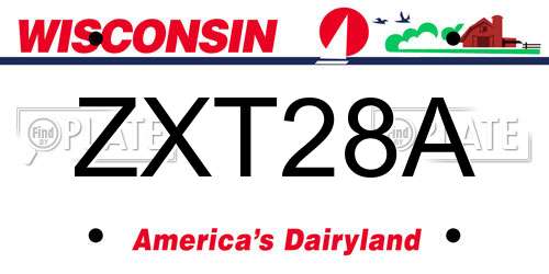 ZXT28A Wisconsin License Plate