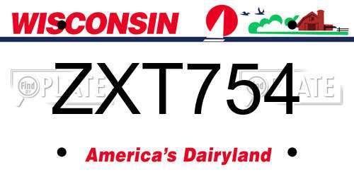 ZXT754 Wisconsin License Plate