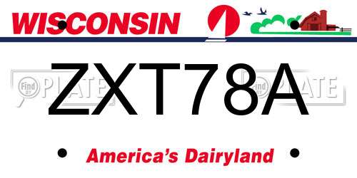 ZXT78A Wisconsin License Plate