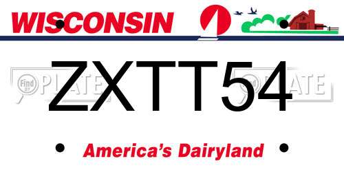 ZXTT54 Wisconsin License Plate