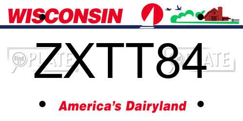 ZXTT84 Wisconsin License Plate