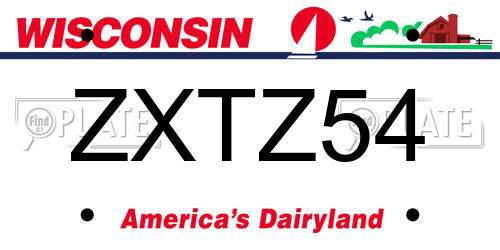 ZXTZ54 Wisconsin License Plate
