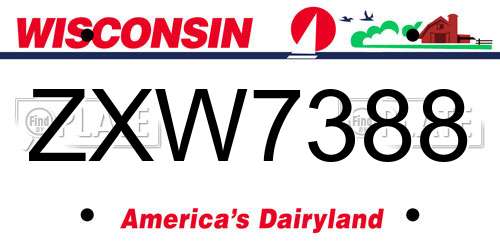 ZXW7388 Wisconsin License Plate