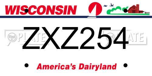 ZXZ254 Wisconsin License Plate