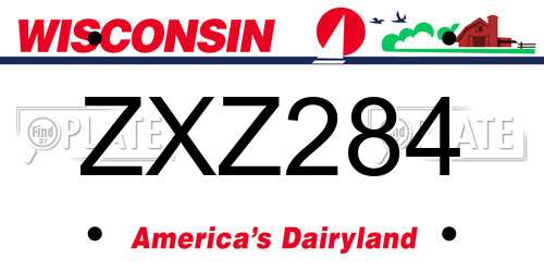 ZXZ284 Wisconsin License Plate