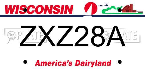 ZXZ28A Wisconsin License Plate