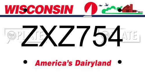 ZXZ754 Wisconsin License Plate