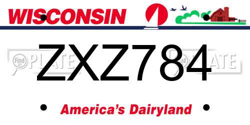ZXZ784 Wisconsin License Plate