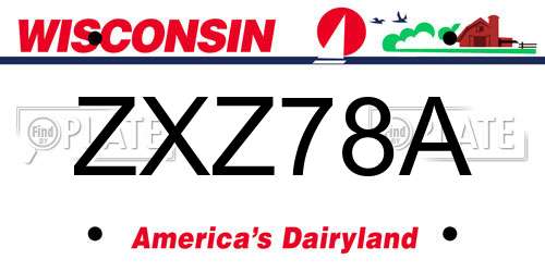 ZXZ78A Wisconsin License Plate