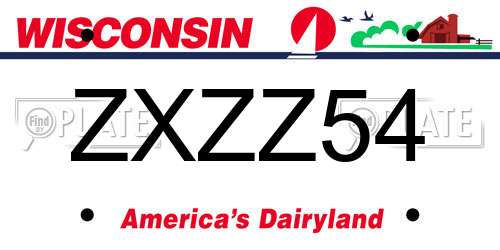 ZXZZ54 Wisconsin License Plate
