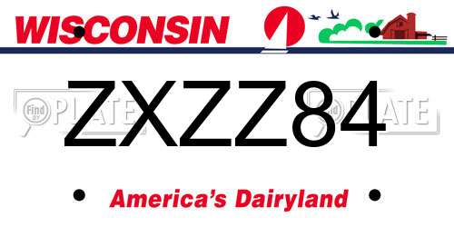 ZXZZ84 Wisconsin License Plate