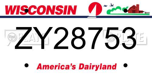 ZY28753 Wisconsin License Plate