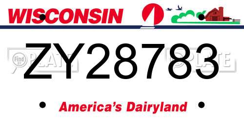 ZY28783 Wisconsin License Plate