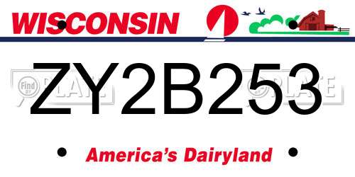 ZY2B253 Wisconsin License Plate